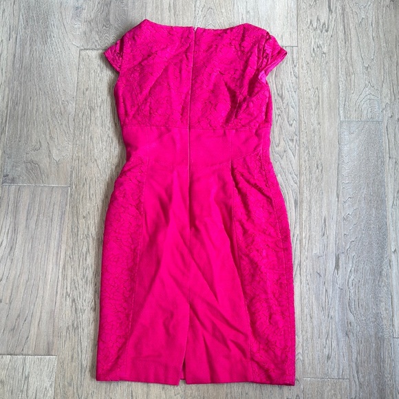 Hot Pink Sheath Dress With Lace Paneling Antonio Melani Size 4 - Picture 4 of 9